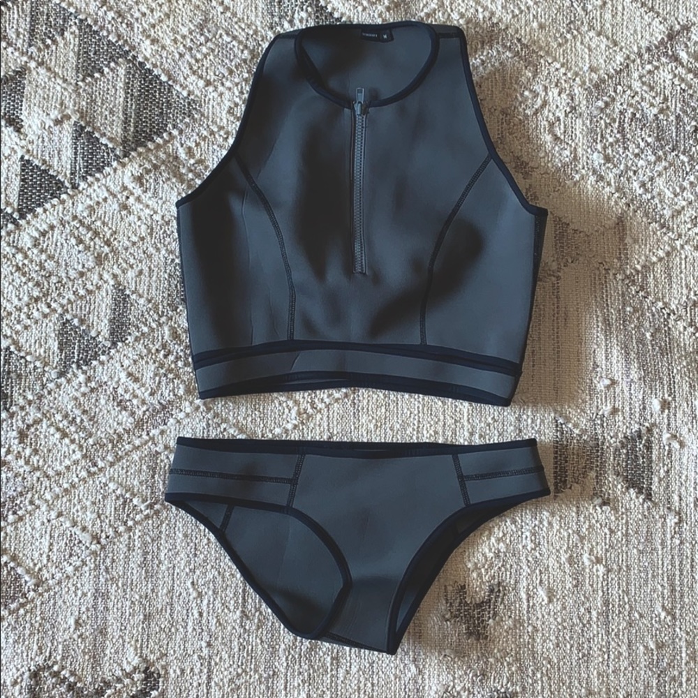Wet suit style bathing suit bikini